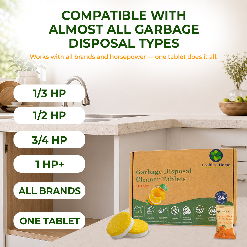 Garbage Disposal Cleaner Tablets – Foaming Deodorizer, Orange Citrus, 24 Count